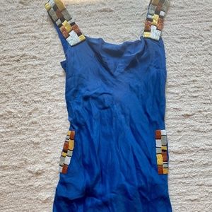 Knockout Castle Starr cobalt blue cotton + embroidered summer occasion dress 4